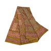 Sanskriti Vintage Sarees Green Pure Georgette Silk Printed Sari 5yd Craft Sustainable Fabric