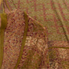 Sanskriti Vintage Sarees Green Pure Georgette Silk Printed Sari 5yd Craft Sustainable Fabric