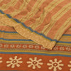Sanskriti Vintage Sarees Beige/Red Pure Georgette Silk Printed Sari Craft Sustainable Fabric
