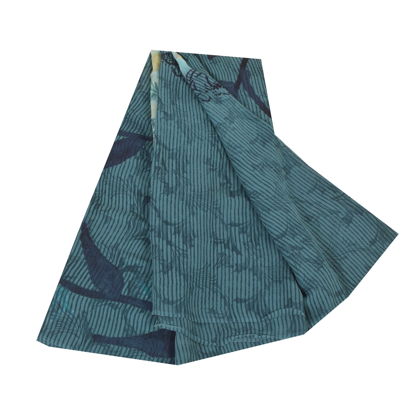 Sanskriti Vintage Sarees Blue Pure Georgette Silk Printed Sari 5yd Craft Sustainable Fabric