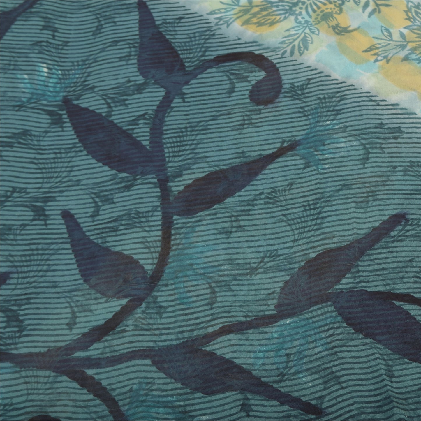 Sanskriti Vintage Sarees Blue Pure Georgette Silk Printed Sari 5yd Craft Sustainable Fabric