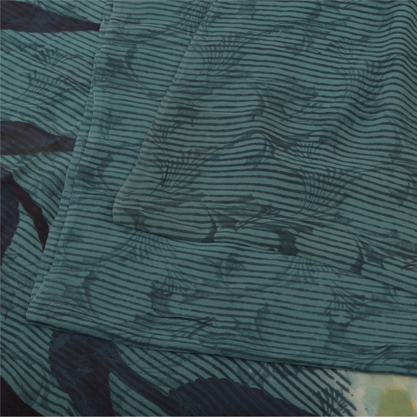 Sanskriti Vintage Sarees Blue Pure Georgette Silk Printed Sari 5yd Craft Sustainable Fabric