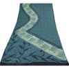 Sanskriti Vintage Sarees Blue Pure Georgette Silk Printed Sari 5yd Craft Sustainable Fabric
