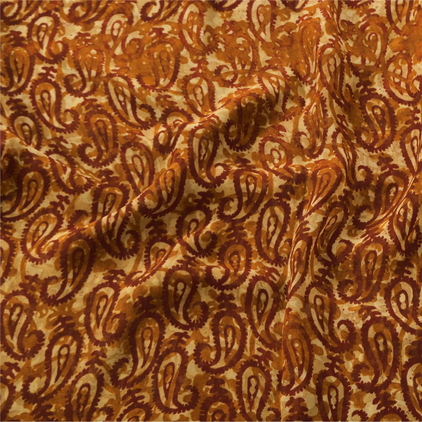 Sanskriti Vintage Sarees Brown Pure Georgette Silk Printed Sari 5yd Craft Sustainable Fabric