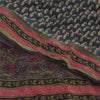 Sanskriti Vintage Sarees Dark Gray Pure Georgette Printed Sari 5yd Craft Sustainable Fabric