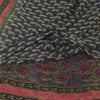 Sanskriti Vintage Sarees Dark Gray Pure Georgette Printed Sari 5yd Craft Sustainable Fabric