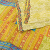 Sanskriti Vintage Sarees Lime Pure Georgette Silk Printed Sari 5yd Craft Sustainable Fabric