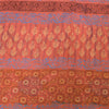 Sanskriti Vintage Sari 100% Pure Georgette Silk Sarees Orange Printed 5yd Craft Fabric Recycled For Quilting Felting, Home Decor