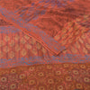 Sanskriti Vintage Sari 100% Pure Georgette Silk Sarees Orange Printed 5yd Craft Fabric Recycled For Quilting Felting, Home Decor