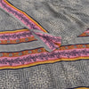 Sanskriti Vintage Sarees Gray Pure Georgette Silk Printed Sari 5yd Craft Sustainable Fabric