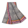 Sanskriti Vintage Sarees Gray Pure Georgette Silk Printed Sari 5yd Craft Sustainable Fabric