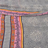 Sanskriti Vintage Sarees Gray Pure Georgette Silk Printed Sari 5yd Craft Sustainable Fabric