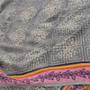 Sanskriti Vintage Sarees Gray Pure Georgette Silk Printed Sari 5yd Craft Sustainable Fabric