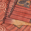 Sanskriti Vintage Sarees Peach/Red Pure Georgette Silk Printed Sari 5+yd Sustainable Fabric