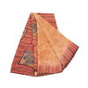 Sanskriti Vintage Sarees Peach/Red Pure Georgette Silk Printed Sari 5+yd Sustainable Fabric