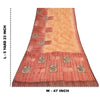 Sanskriti Vintage Sarees Peach/Red Pure Georgette Silk Printed Sari 5+yd Sustainable Fabric