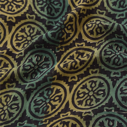 Sanskriti Vintage Sarees Black Pure Georgette Silk Print Sari 5+yd Craft Sustainable Fabric