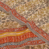 Sanskriti Vintage Sarees Cream Pure Georgette Silk Print Sari 5+yd Craft Sustainable Fabric