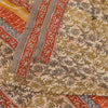 Sanskriti Vintage Sarees Cream Pure Georgette Silk Print Sari 5+yd Craft Sustainable Fabric