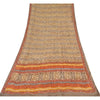 Sanskriti Vintage Sarees Cream Pure Georgette Silk Print Sari 5+yd Craft Sustainable Fabric