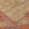 Sanskriti Vintage Sarees Cream Pure Georgette Silk Print Sari 5+yd Craft Sustainable Fabric
