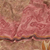 Sanskriti Vintage Sarees Pink/Brown Pure Georgette Print Sari 6+yd Craft Sustainable Fabric