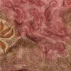 Sanskriti Vintage Sarees Pink/Brown Pure Georgette Print Sari 6+yd Craft Sustainable Fabric