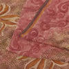 Sanskriti Vintage Sarees Pink/Brown Pure Georgette Print Sari 6+yd Craft Sustainable Fabric