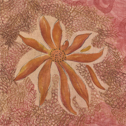 Sanskriti Vintage Sarees Pink/Brown Pure Georgette Print Sari 6+yd Craft Sustainable Fabric