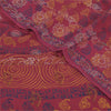 Sanskriti Vintage Sarees Pink Hand Block Printed Pure Georgette Sari 5+yd Sustainable Fabric