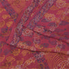 Sanskriti Vintage Sarees Pink Hand Block Printed Pure Georgette Sari 5+yd Sustainable Fabric
