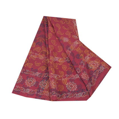 Sanskriti Vintage Sarees Pink Hand Block Printed Pure Georgette Sari 5+yd Sustainable Fabric