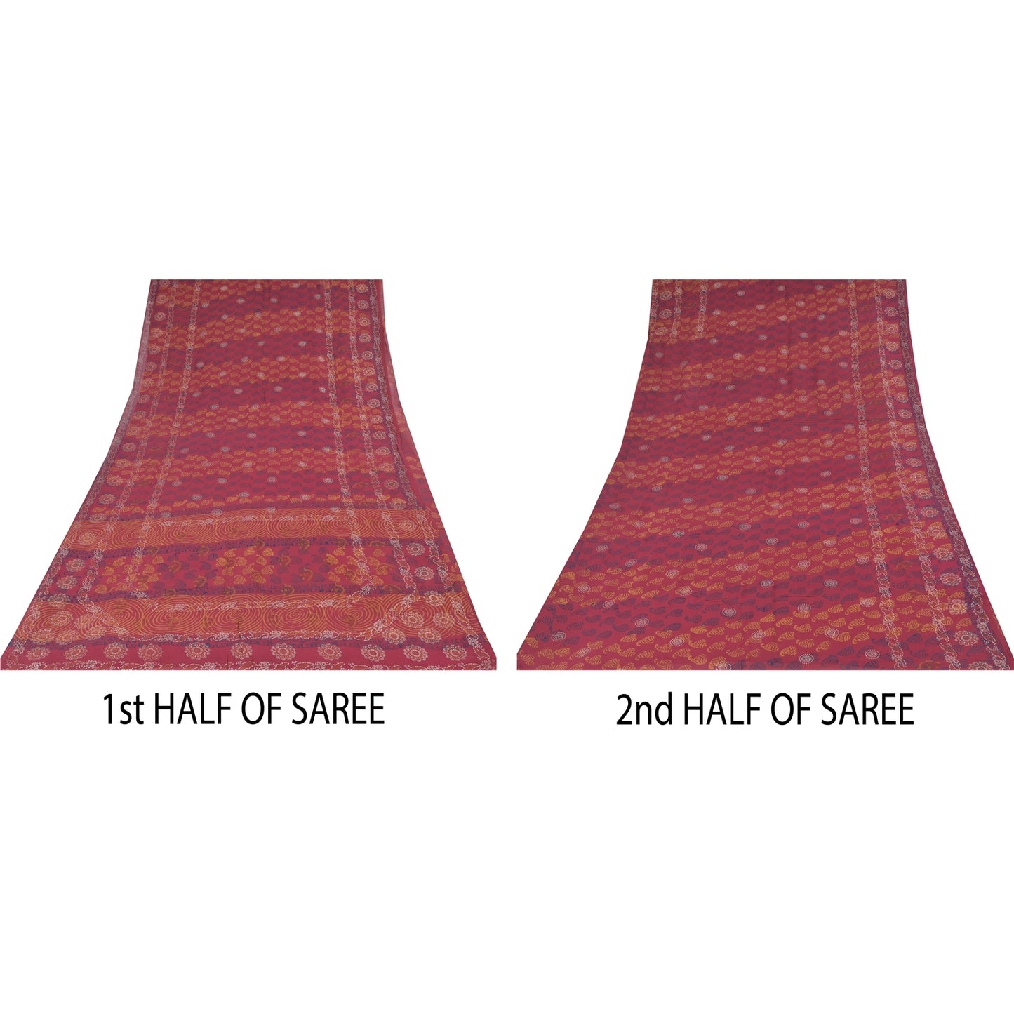 Sanskriti Vintage Sarees Pink Hand Block Printed Pure Georgette Sari 5+yd Sustainable Fabric