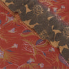 Sanskriti Vintage Sarees Orange Pure Georgette Silk Print Sari 5+yd Craft Sustainable Fabric