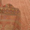 Sanskriti Vintage Sarees Dark Peach Pure Georgette Silk Printed Sari 5+yd Sustainable Fabric