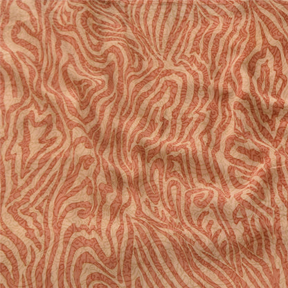 Sanskriti Vintage Sarees Dark Peach Pure Georgette Silk Printed Sari 5+yd Sustainable Fabric