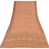 Sanskriti Vintage Sarees Dark Peach Pure Georgette Silk Printed Sari 5+yd Sustainable Fabric