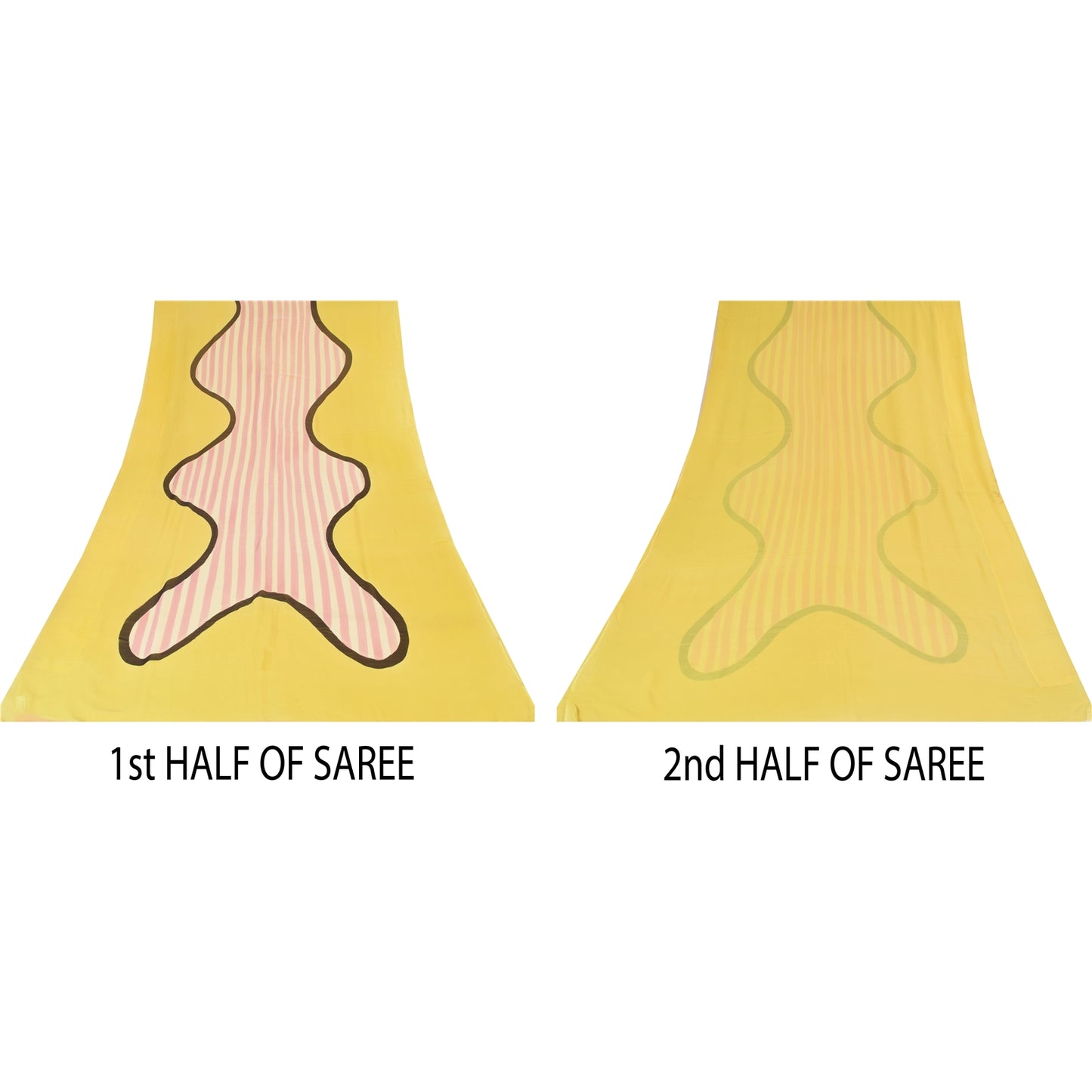 Sanskriti Vintage Sarees Yellow Pure Georgette Silk Print Sari 5+yd Craft Sustainable Fabric