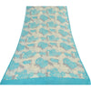 Sanskriti Vintage Sarees Ivory/Blue Pure Georgette Silk Printed Sari 5+yd Sustainable Fabric