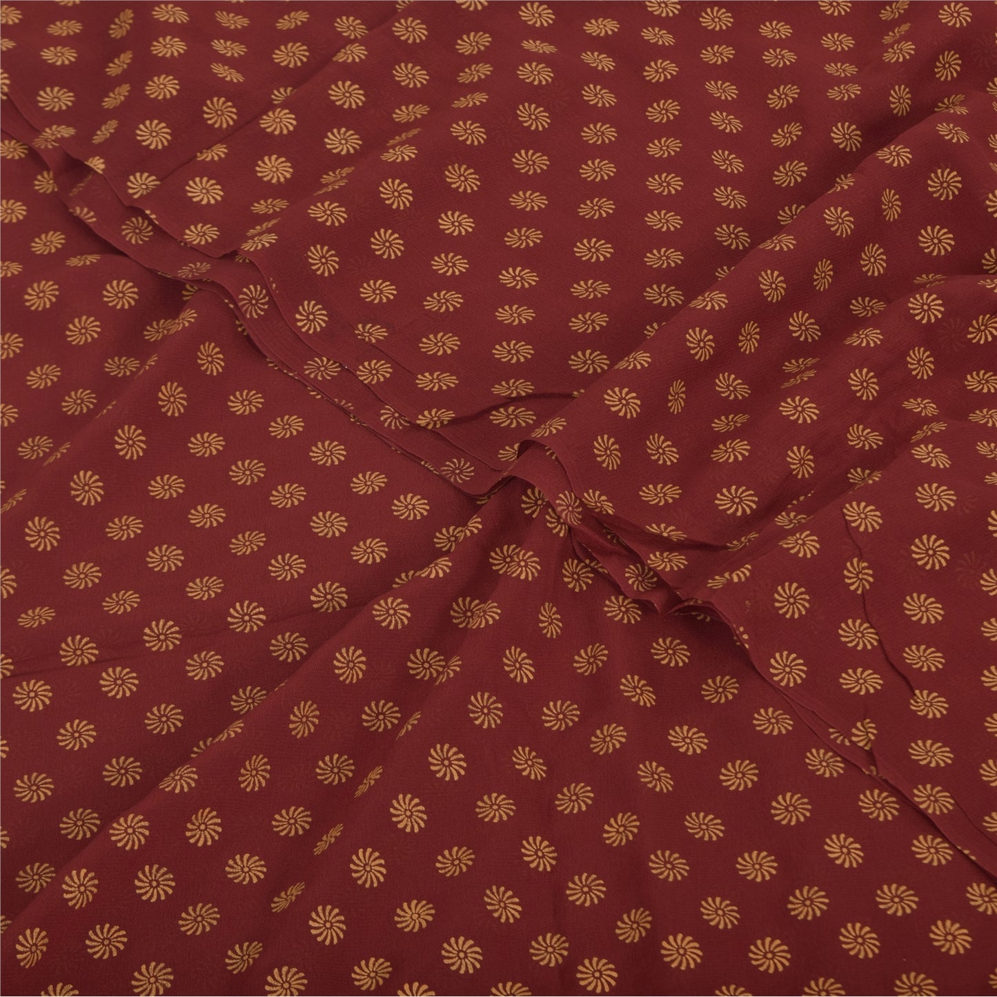 Sanskriti Vintage Sarees Red Pure Georgette Silk Printed Sari 5+yd Craft Sustainable Fabric