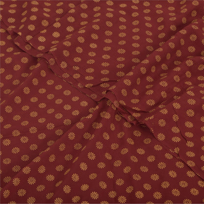 Sanskriti Vintage Sarees Red Pure Georgette Silk Printed Sari 5+yd Craft Sustainable Fabric