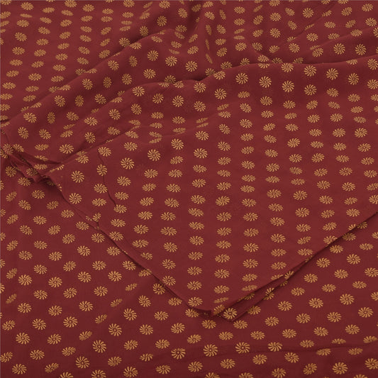Sanskriti Vintage Sarees Red Pure Georgette Silk Printed Sari 5+yd Craft Sustainable Fabric