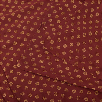 Sanskriti Vintage Sarees Red Pure Georgette Silk Printed Sari 5+yd Craft Sustainable Fabric