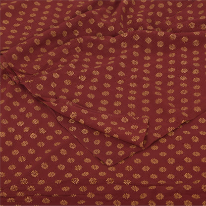 Sanskriti Vintage Sarees Red Pure Georgette Silk Printed Sari 5+yd Craft Sustainable Fabric