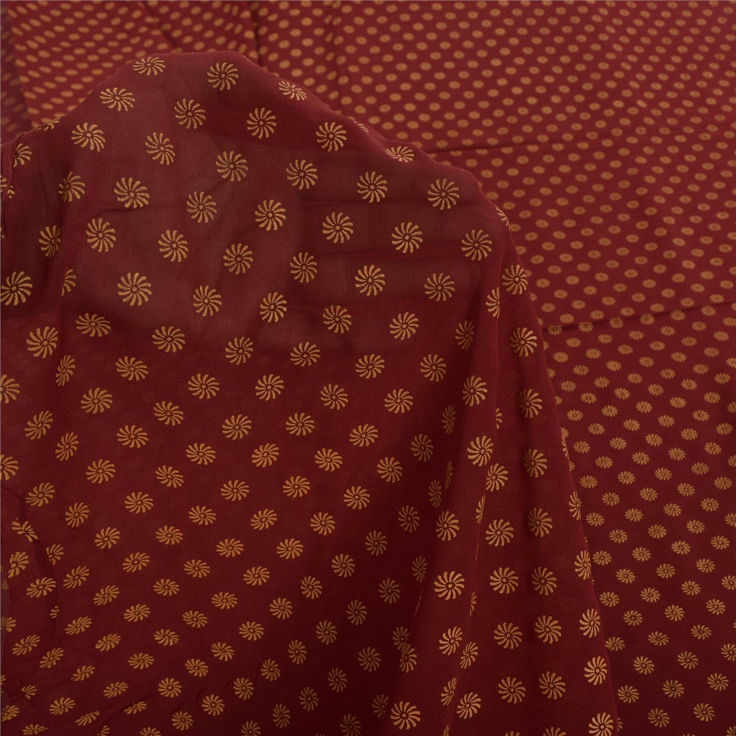 Sanskriti Vintage Sarees Red Pure Georgette Silk Printed Sari 5+yd Craft Sustainable Fabric