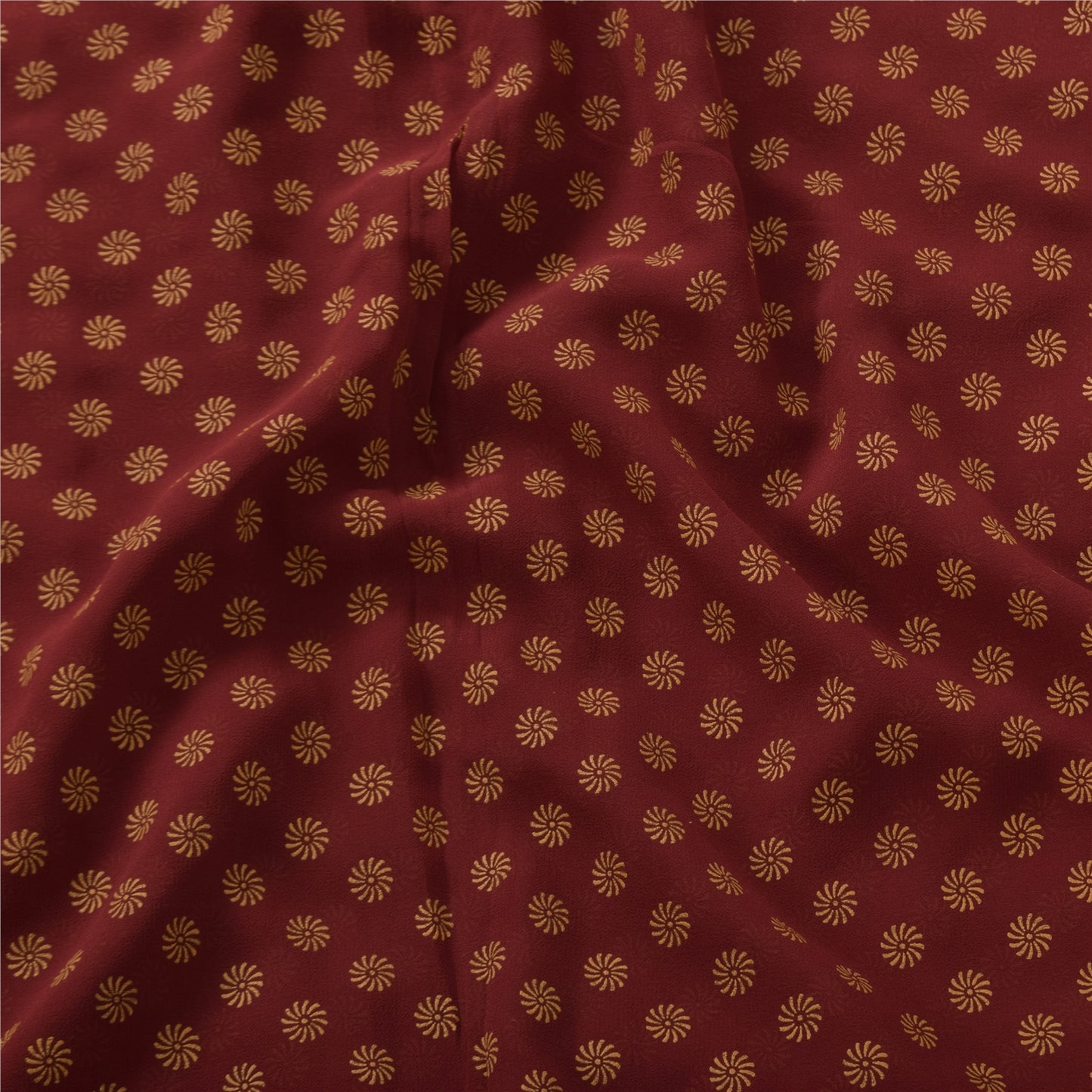 Sanskriti Vintage Sarees Red Pure Georgette Silk Printed Sari 5+yd Craft Sustainable Fabric