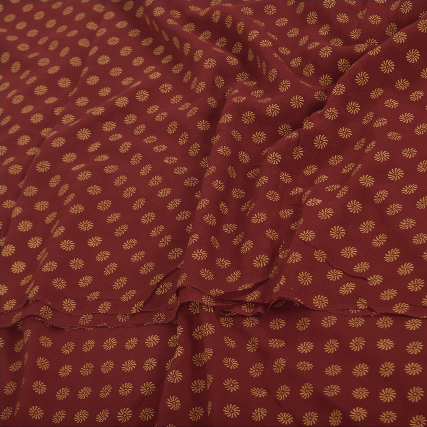 Sanskriti Vintage Sarees Red Pure Georgette Silk Printed Sari 5+yd Craft Sustainable Fabric