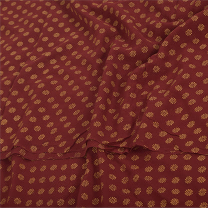 Sanskriti Vintage Sarees Red Pure Georgette Silk Printed Sari 5+yd Craft Sustainable Fabric