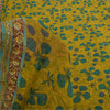 Sanskriti Vintage Sarees Yellow Pure Georgette Silk Print Sari 5+yd Craft Sustainable Fabric