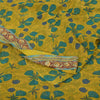 Sanskriti Vintage Sarees Yellow Pure Georgette Silk Print Sari 5+yd Craft Sustainable Fabric